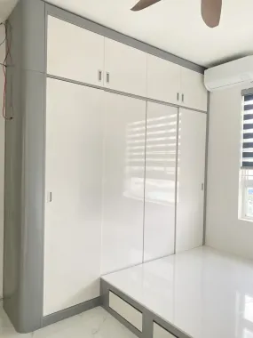 Giường Nhựa Ecoplast Bọc Nệm Đầu Giường – Vân Gỗ Óc Chó Hiện Đại