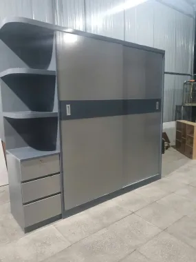 Tủ Quần Áo Nhựa Ecoplast Cửa Lùa Kết Hợp Kệ Trang Trí Cao Cấp Màu Ghi Xám | QL Home